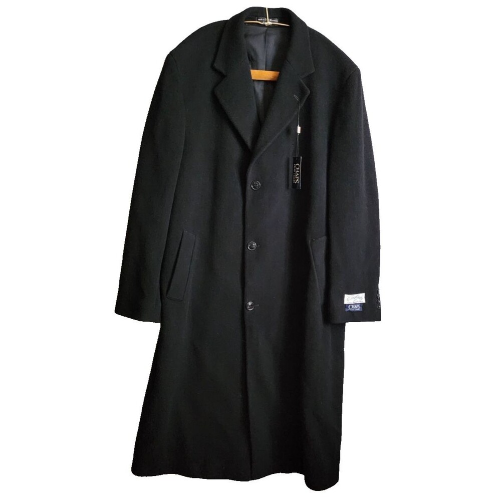 Chaps Ralph Lauren Full Length Cashmere Blend Overcoat Black Large 42R Parma